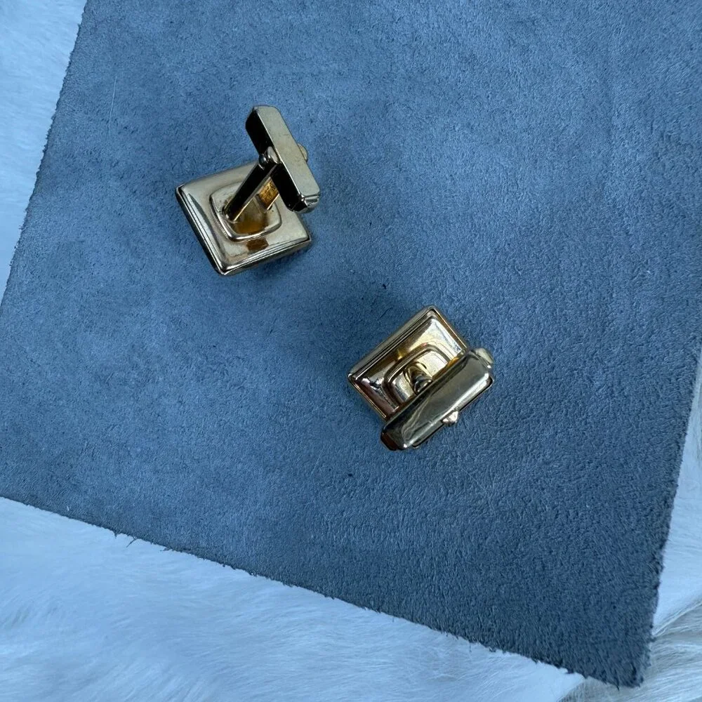 Vintage Anson MOP Square Cuff Links Gold Tone Mother of Pearl